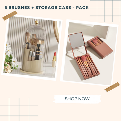 BrushZen™ Glam Set — 5 Brushes + Storage Case - Pack