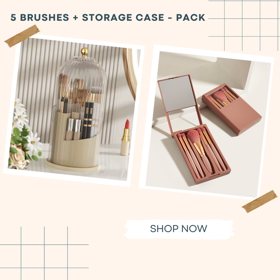 Coffret BrushZen™ Glam — 5 pinceaux + étui de rangement - Pack